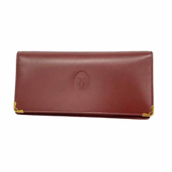Cartier Must Leather Long Wallet, Bordeaux, Women's - Picture 1 of 8
